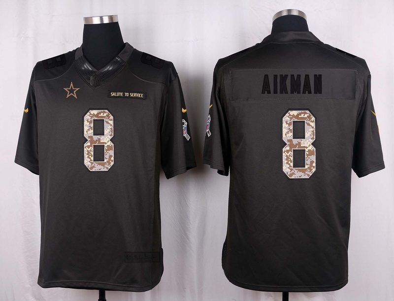 Dallas Cowboys 8 Aikman 2016 Nike Anthracite Salute to Service Limited Jersey